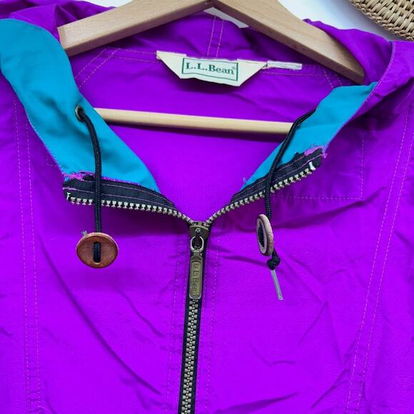 Vintage 80s LL Bean Purple Quarter Zip Aztec Print Pullover Windbreaker Jacket - Picture 8 of 9